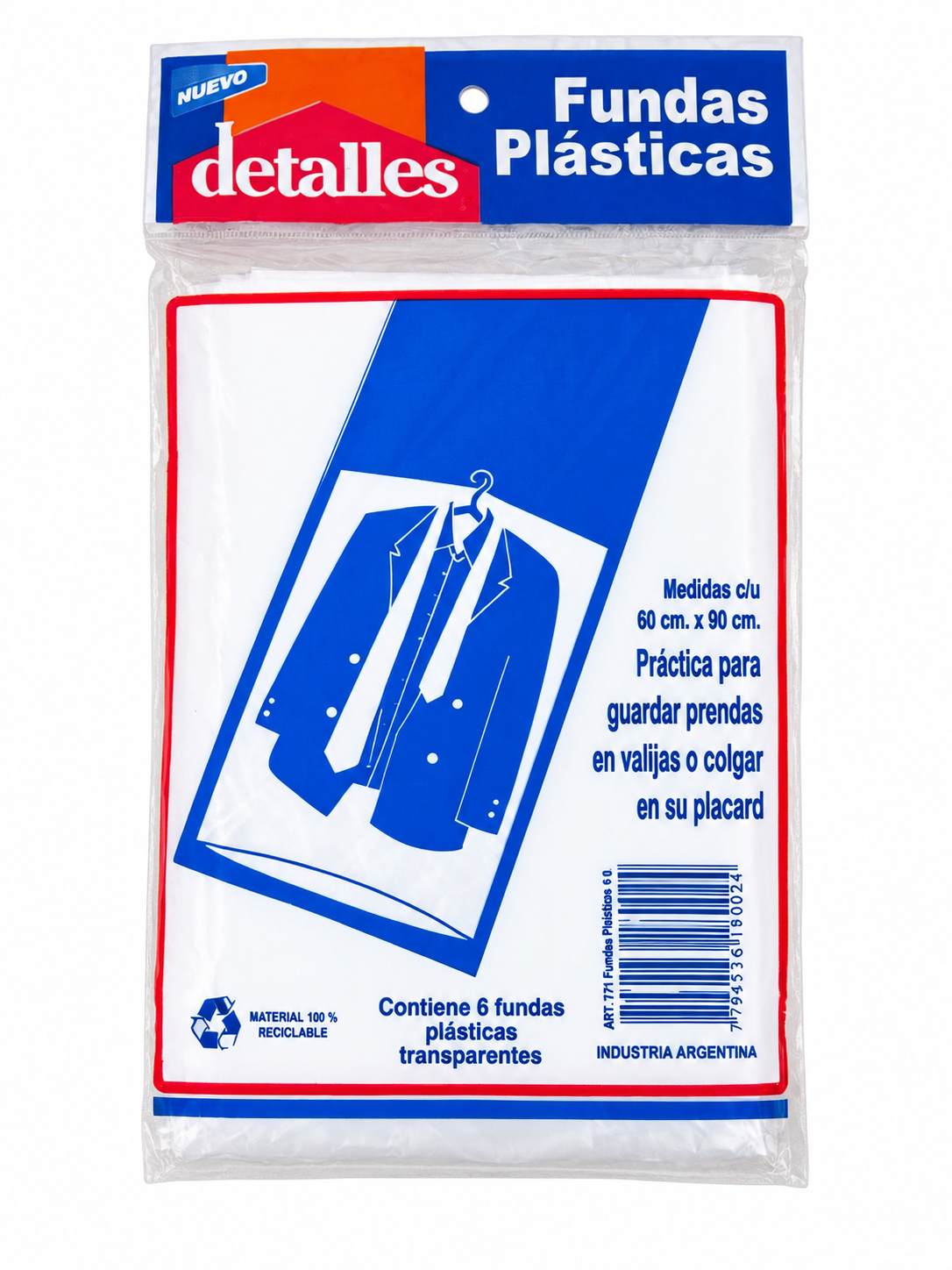Fundas Plásticas para Camisetas x6